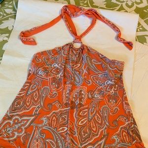 INC Polyester Spandex Halter Top Size Large